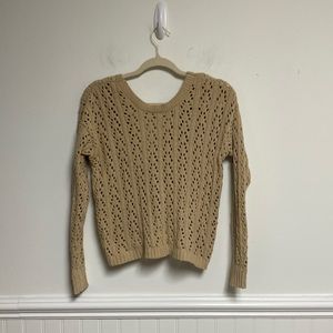 Poofs Apparel Women’s Tan Cropped Midcross Sweater Size Small